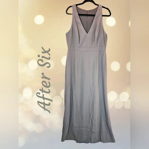 After Six Gown Womens Sz 16 Caviar Crepe Maxi Dress Formal Wedding Cocktails - Picture 1 of 11